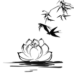 中国风水墨莲花插画