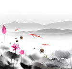 水墨莲花插画