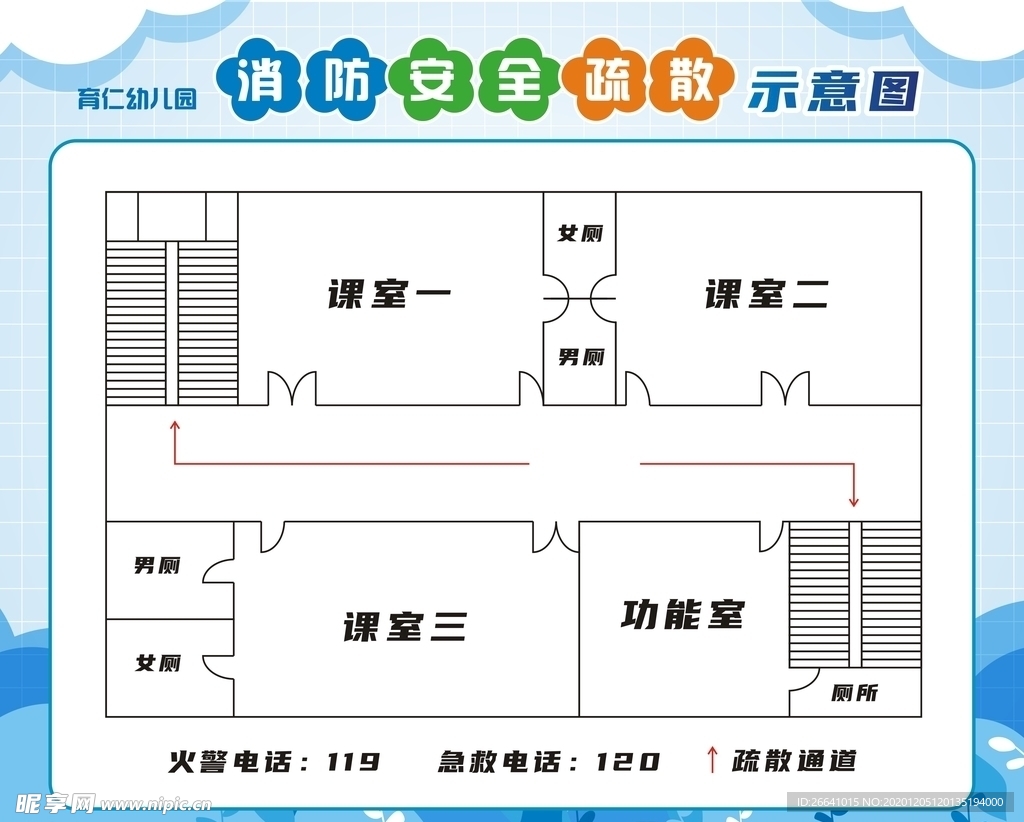 幼儿园消防安全疏散示意图