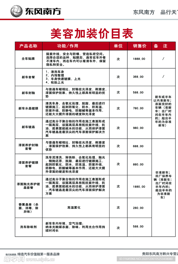 东风南方价目表