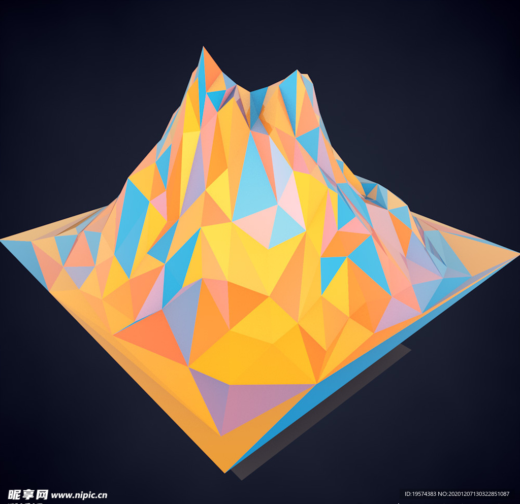 C4D 模型动画低面体山