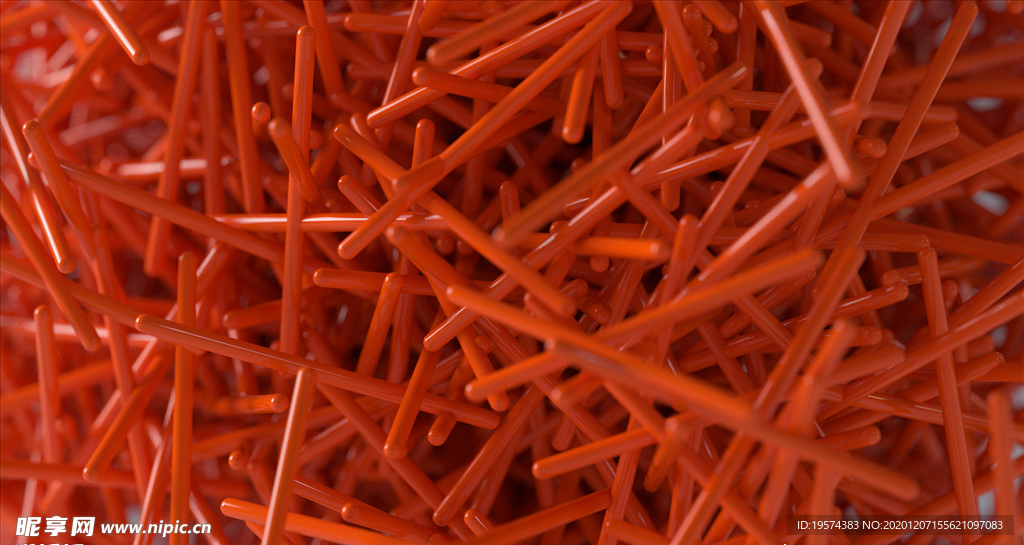 C4D 模型动画橘红色小棍