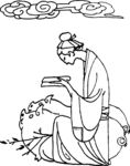 古代耕读矢量插画