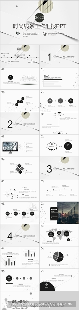 简约线条风工作总结PPT