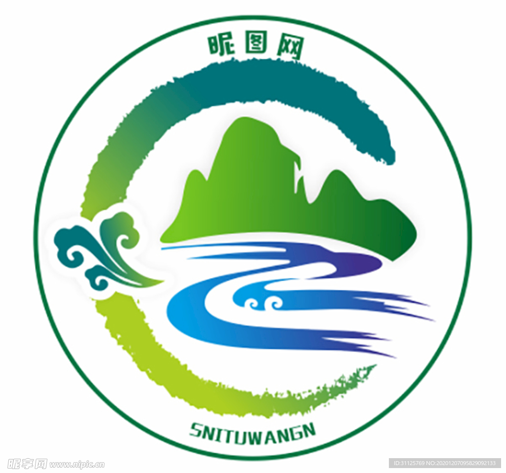 山水祥云清渐变笔墨古典LOGO