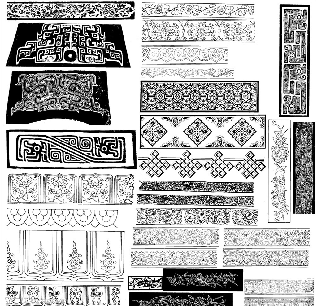 古代艺术传统图案矢量图
