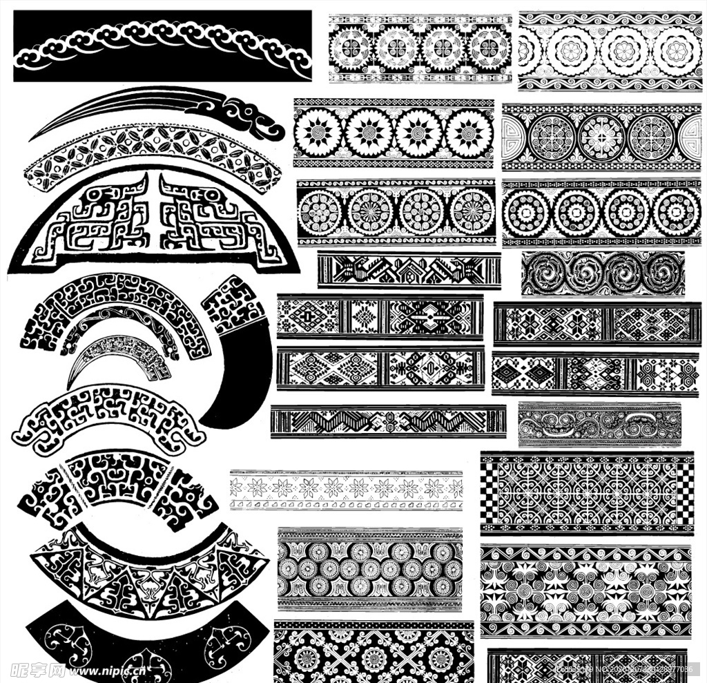 古代古典图案底纹花边