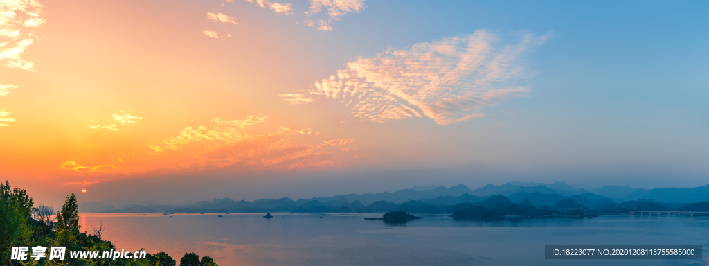 夕阳醉美千岛湖全景图