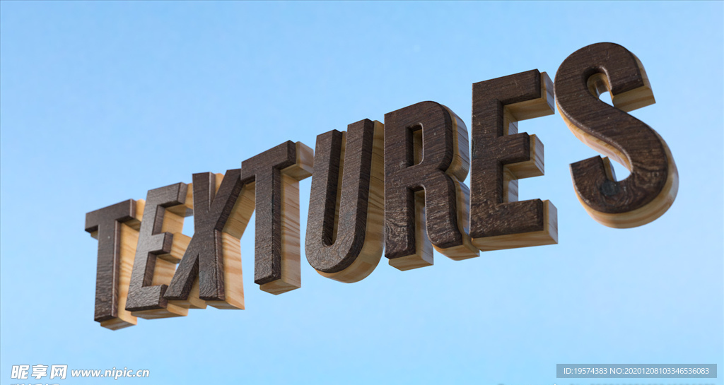 C4D 材质树皮横截面质感字体