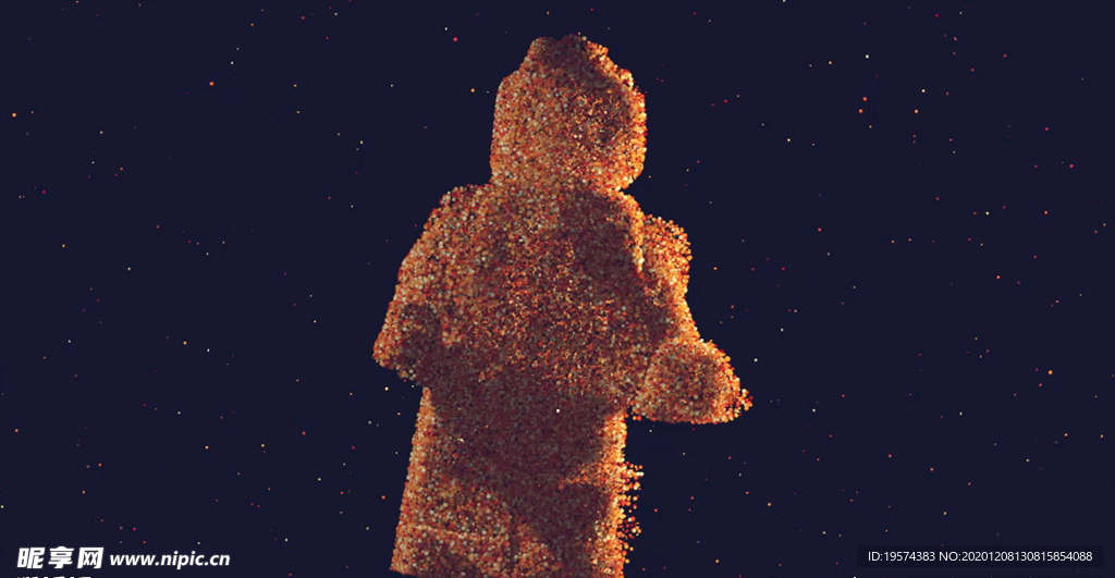 C4D 片头动画粒子填充的人偶