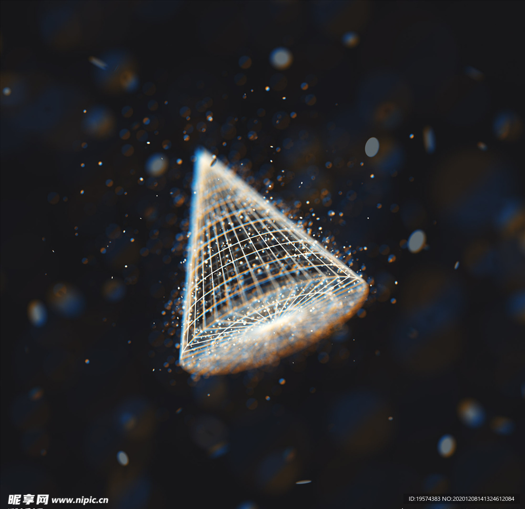 C4D 模型线条线性椎体晶格