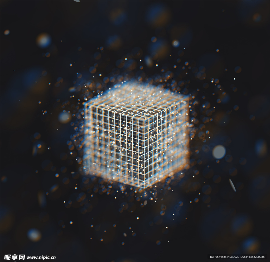 C4D 模型线条线性方块晶格