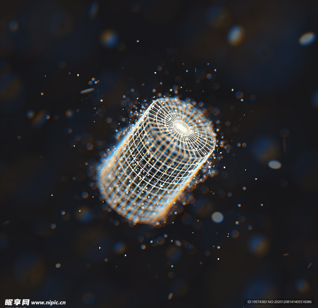 C4D 模型线条线性圆柱体晶格