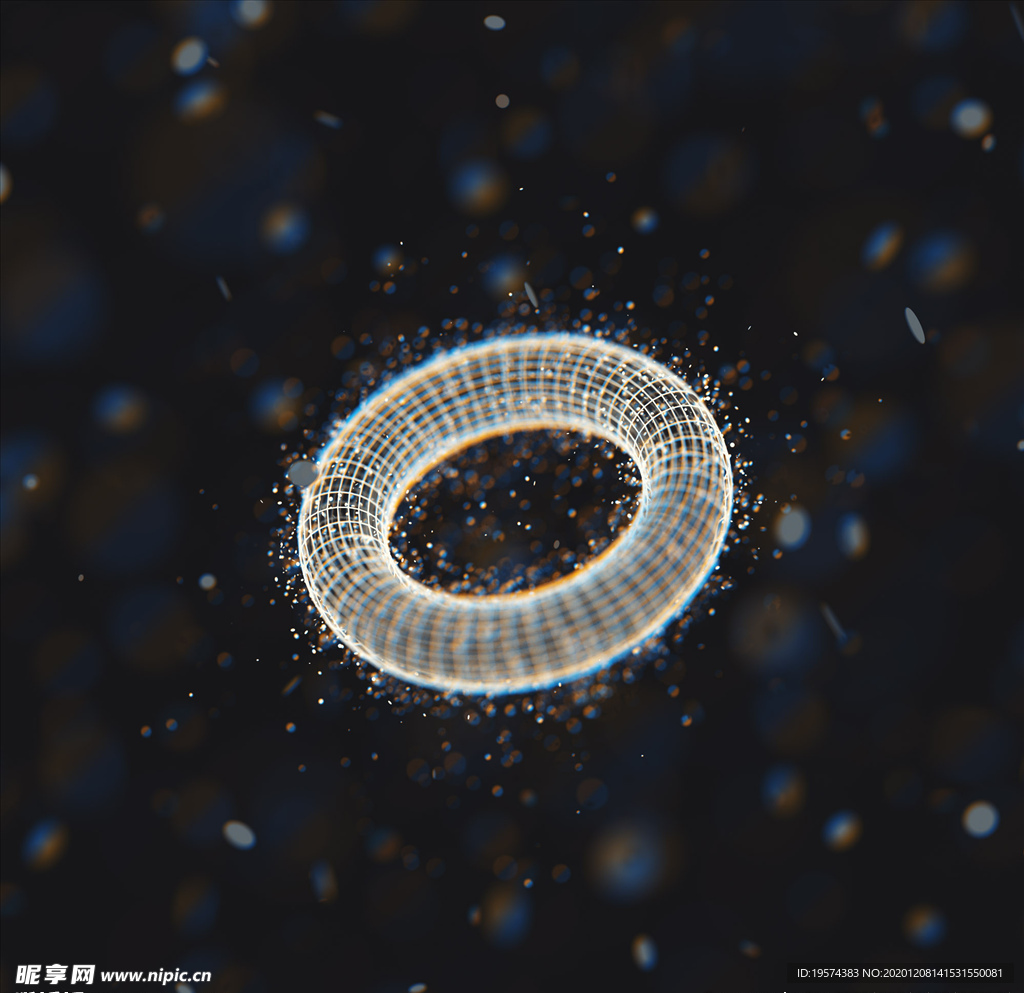 C4D 模型线条线性圆环晶格