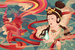 敦煌壁画传统复古背景海报素材