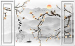 花鸟画 上善若水 梅花 背景墙
