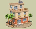 C4D 模型可爱度假小房子别墅