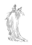 封神演义人物姜子牙白描矢量图