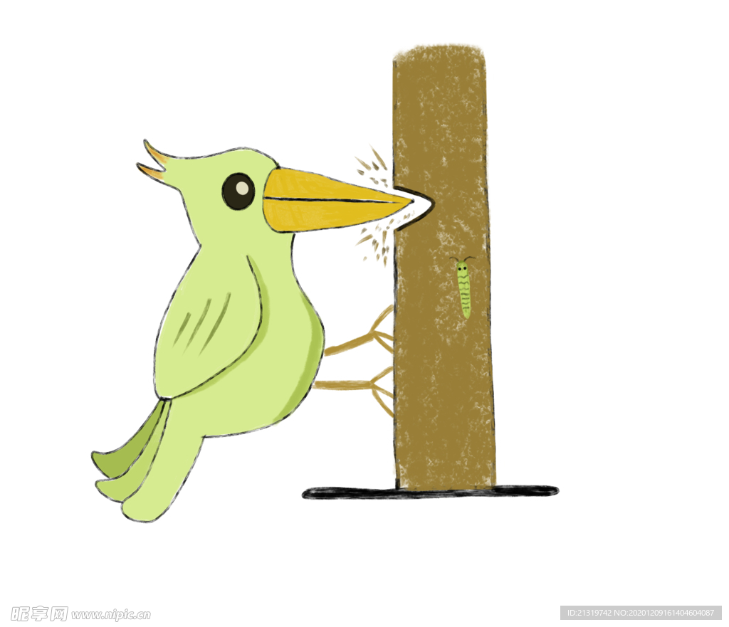 卡通啄木鸟插画
