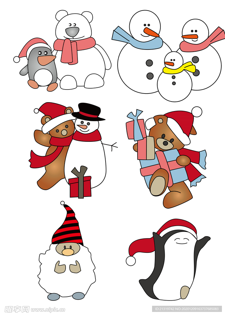 卡通企鹅雪人