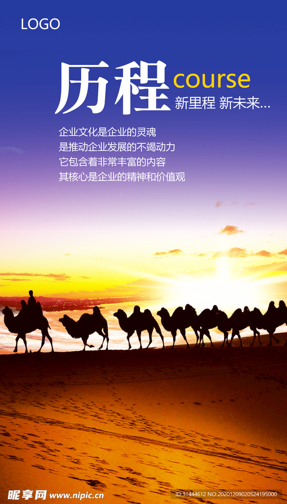 蓝色大气企业文化展板历程领航