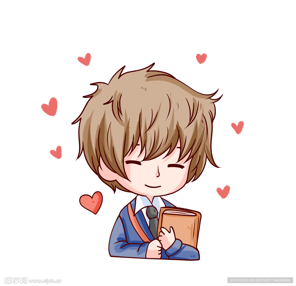 感恩节男孩学生爱心感恩元素