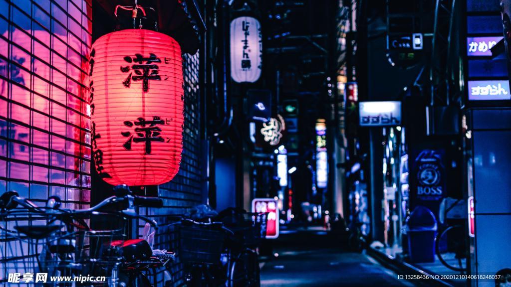 红灯笼城市夜景灯光风景