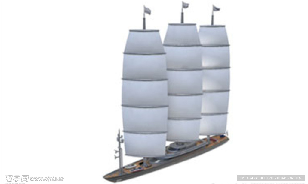 C4D 模型帆船轮船捕鱼船