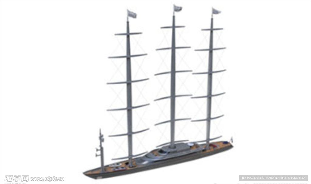 C4D 模型轮船帆船捕鱼船