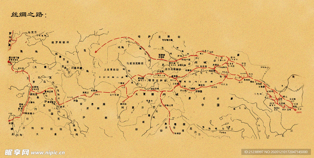 丝绸之路线路图