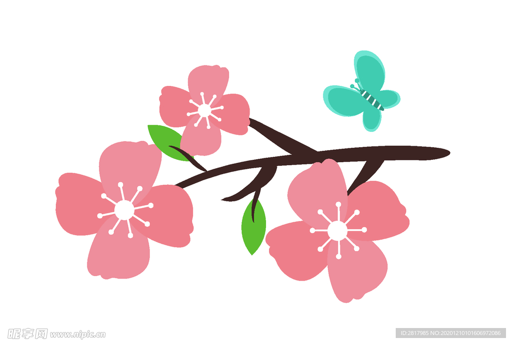 樱花桃花插画
