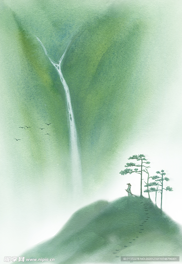 中国风大气插画场景图片