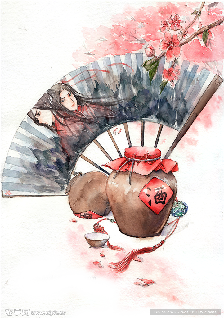 中国风大气插画场景图片