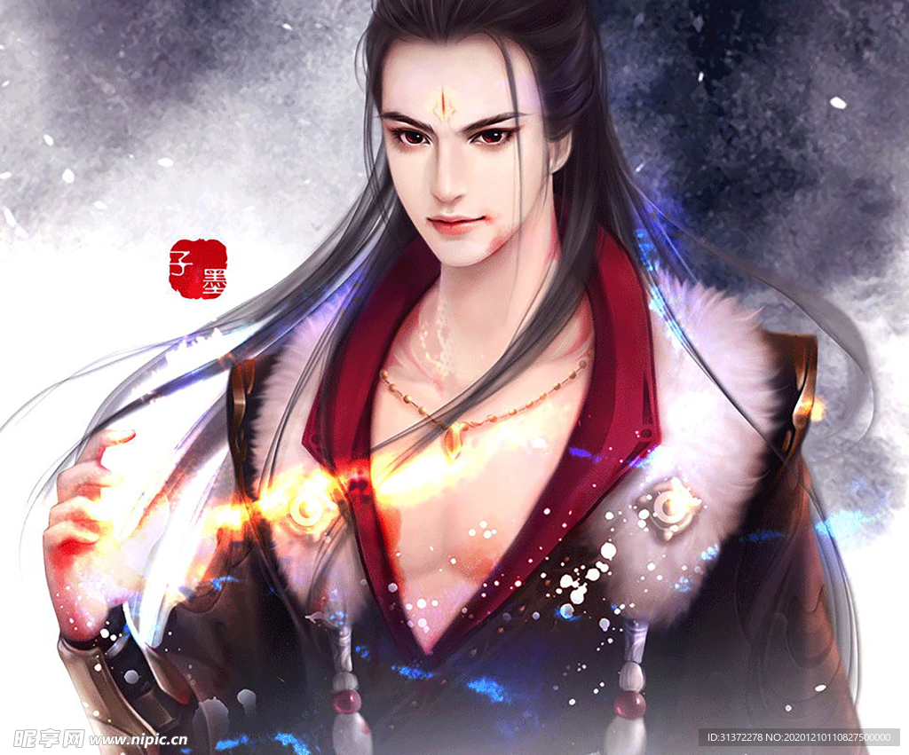 古装帅哥美女插画图片