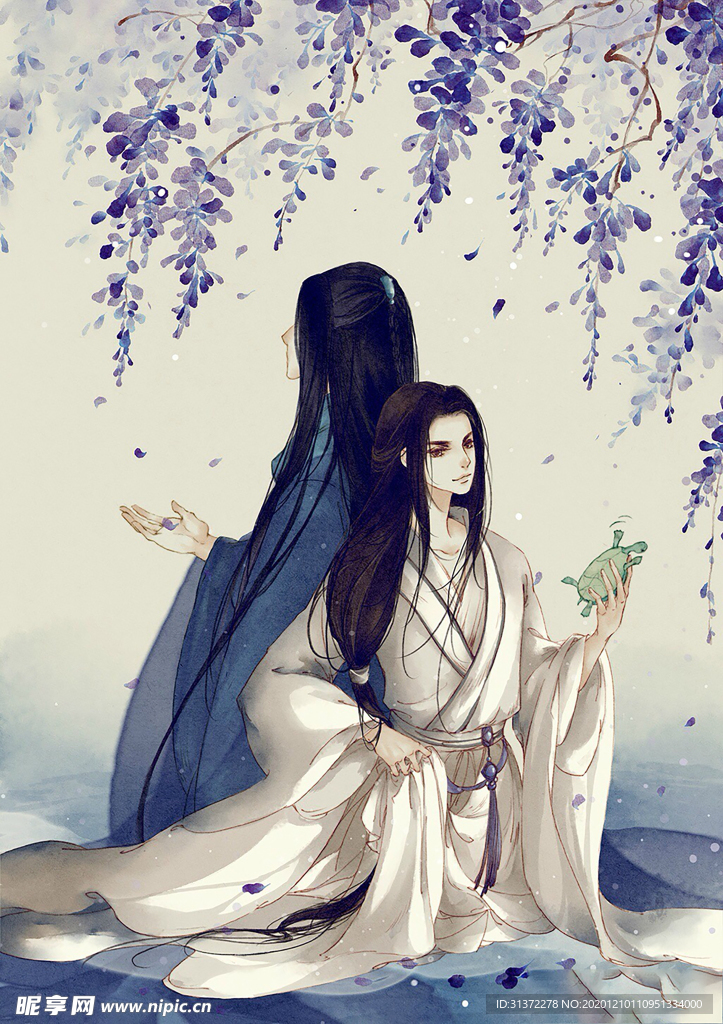 古装帅哥美女插画图片