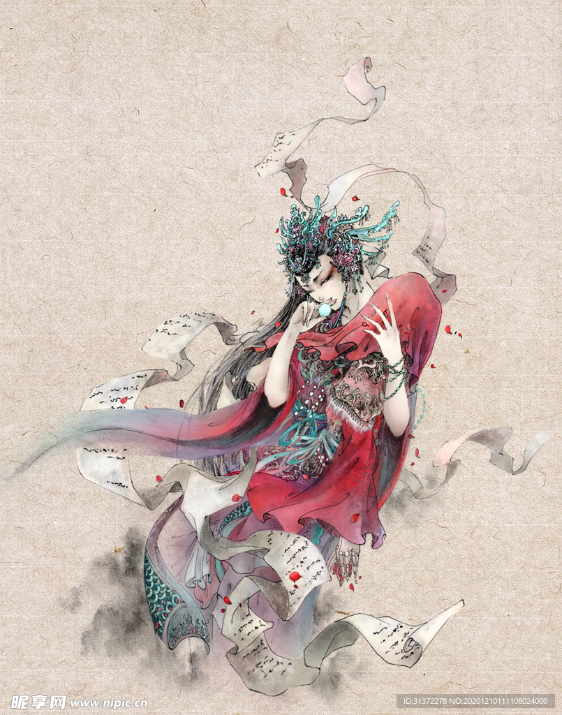 古装帅哥美女插画图片