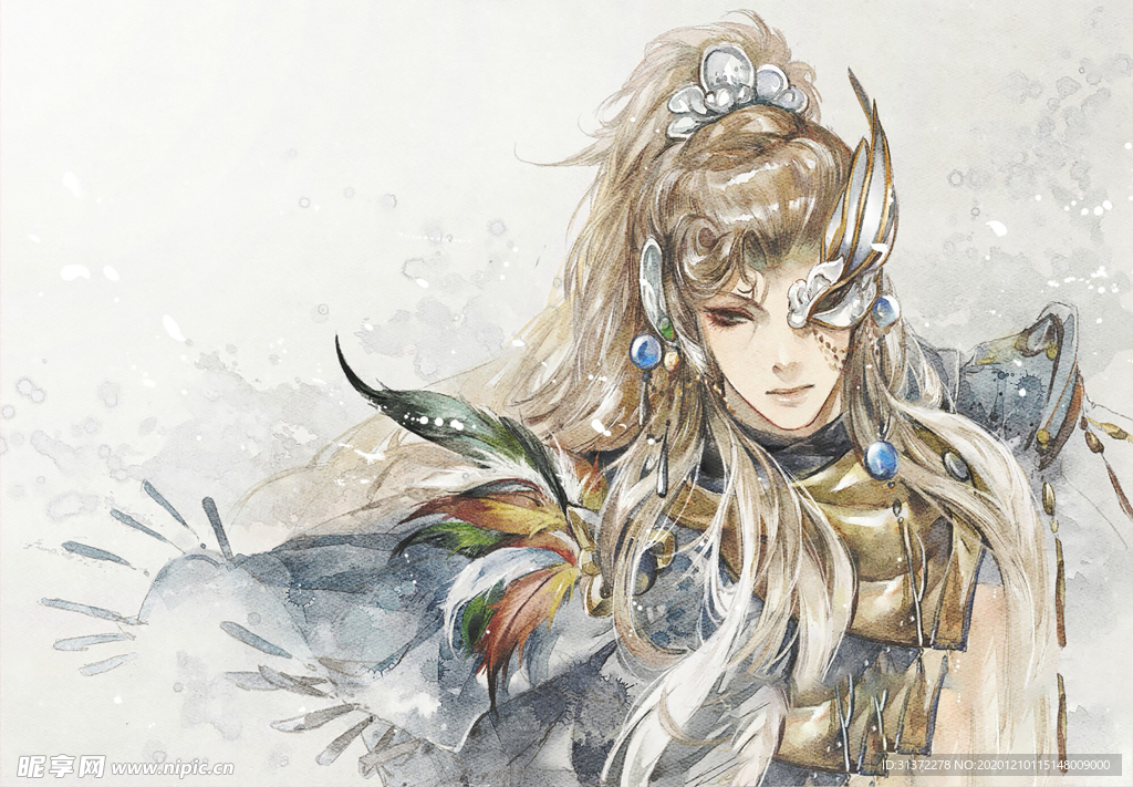 古装帅哥美女插画图片