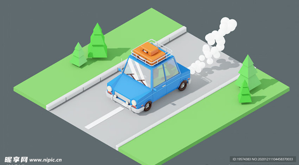 C4D 模型马路和的士