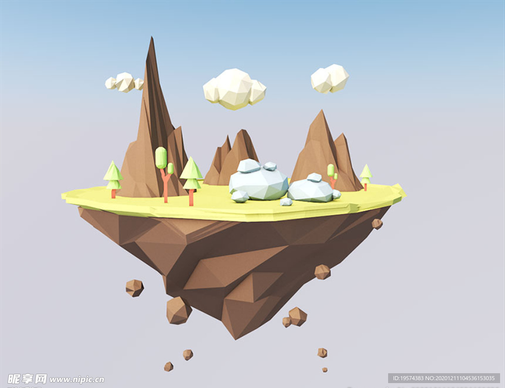 C4D 模型岛屿
