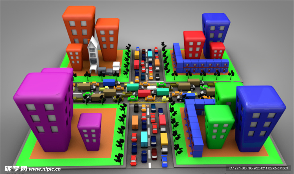 C4D 模型 房子街道