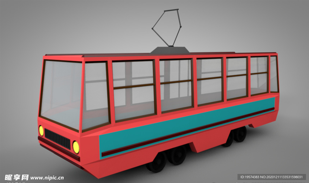 C4D 模型 像素公交车