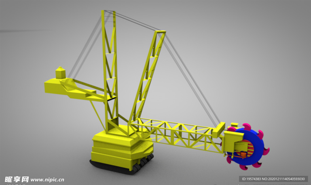 C4D 模型 像素吊车工程施工