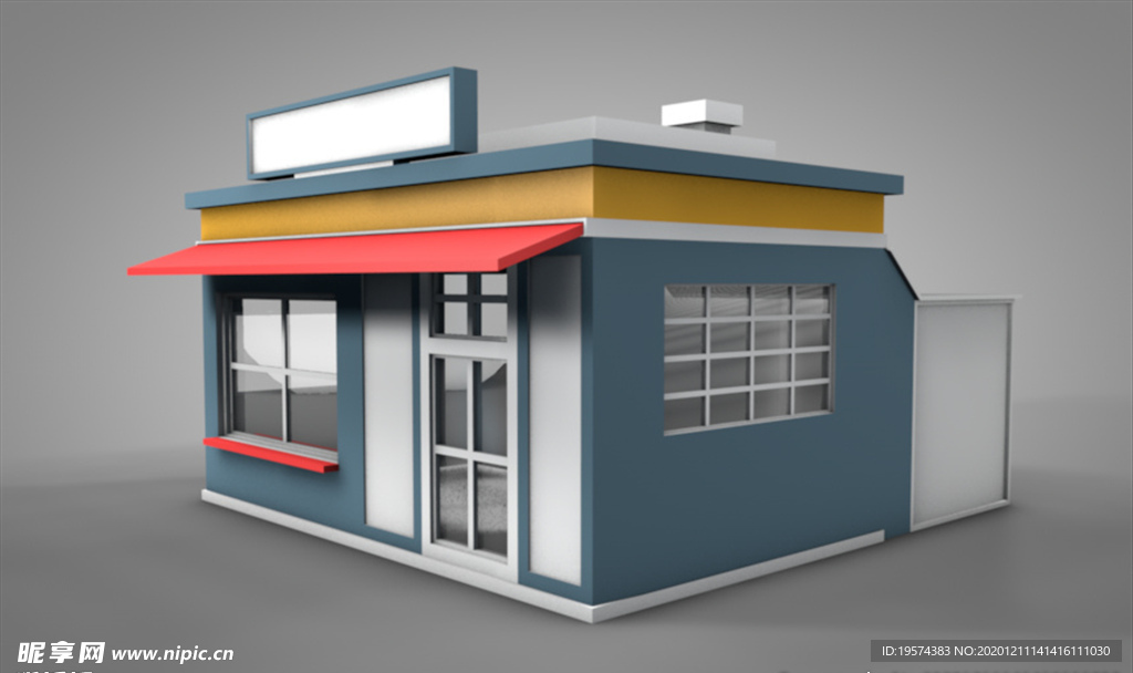 C4D 模型 像素房子店铺