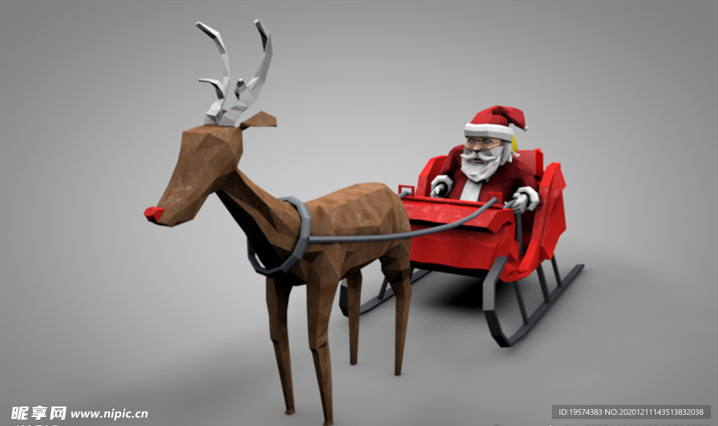 C4D 模型 圣诞老人麋鹿