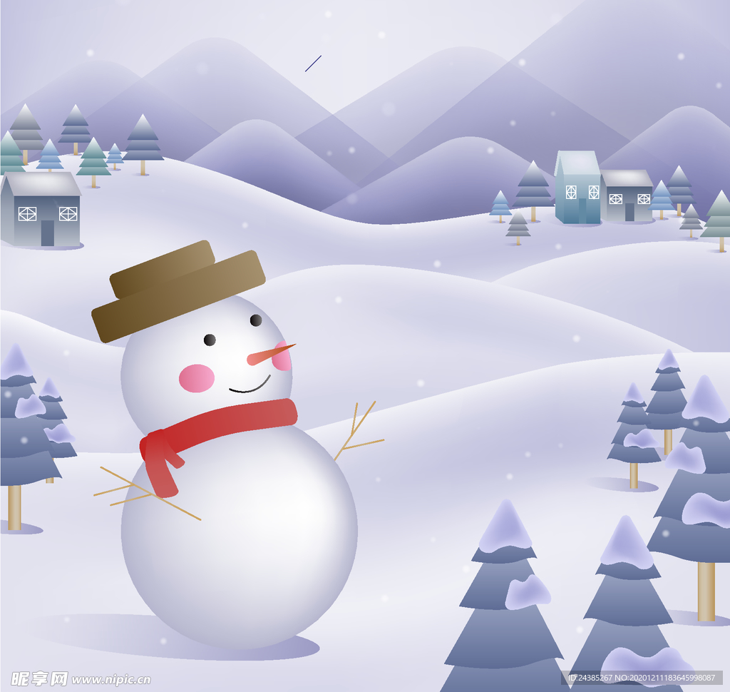可爱雪人插画