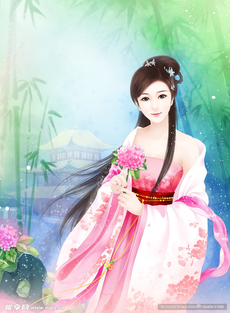 古装帅哥美女插画图片
