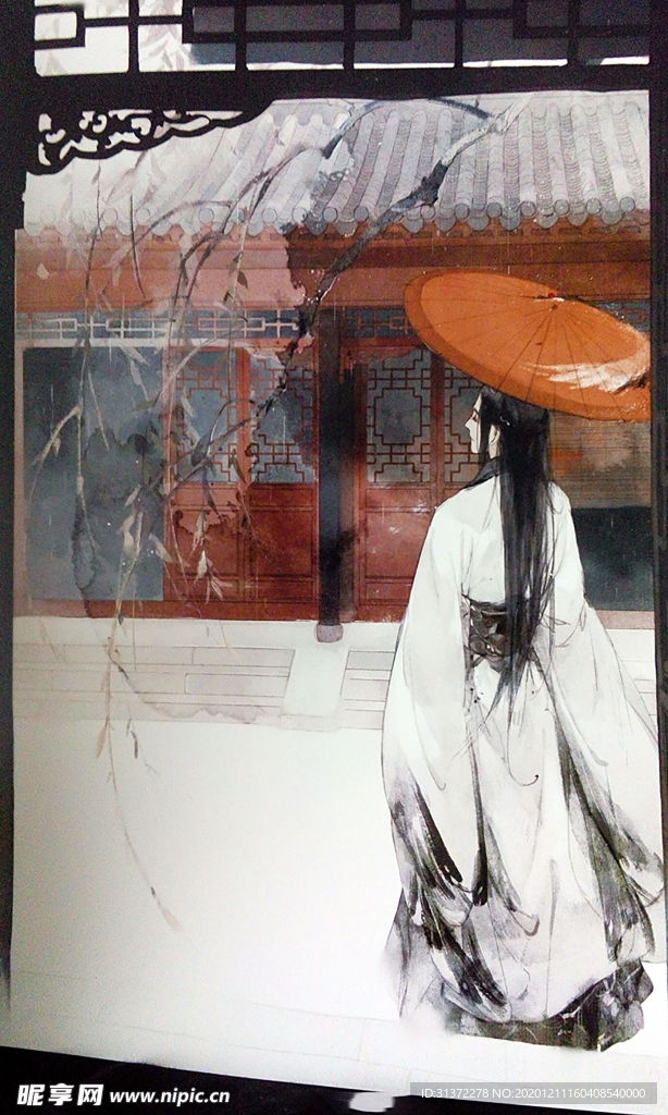 古装帅哥美女插画图片