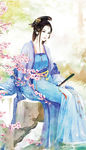 古装帅哥美女插画图片