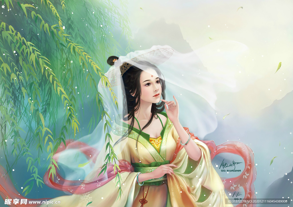古装帅哥美女插画图片