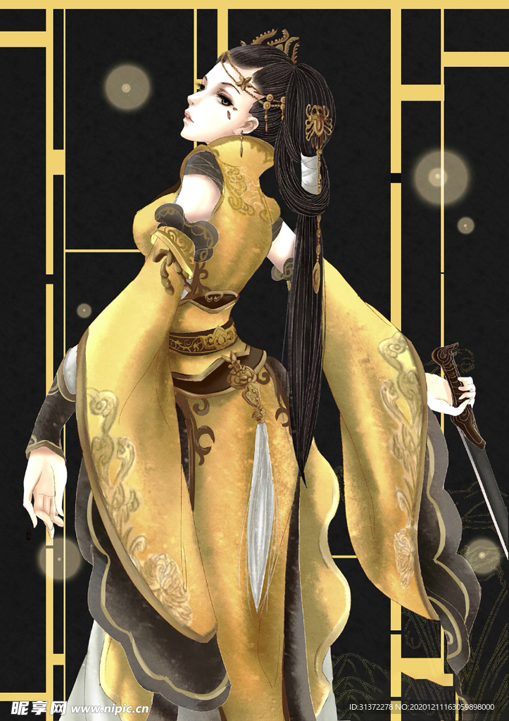 古装帅哥美女插画图片